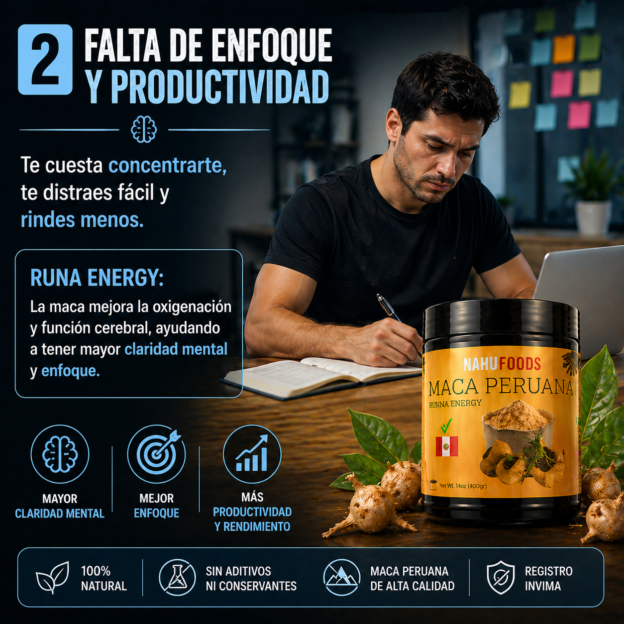 Maca Peruana de Alta Pureza - Vitalidad Esencial Runa Energy