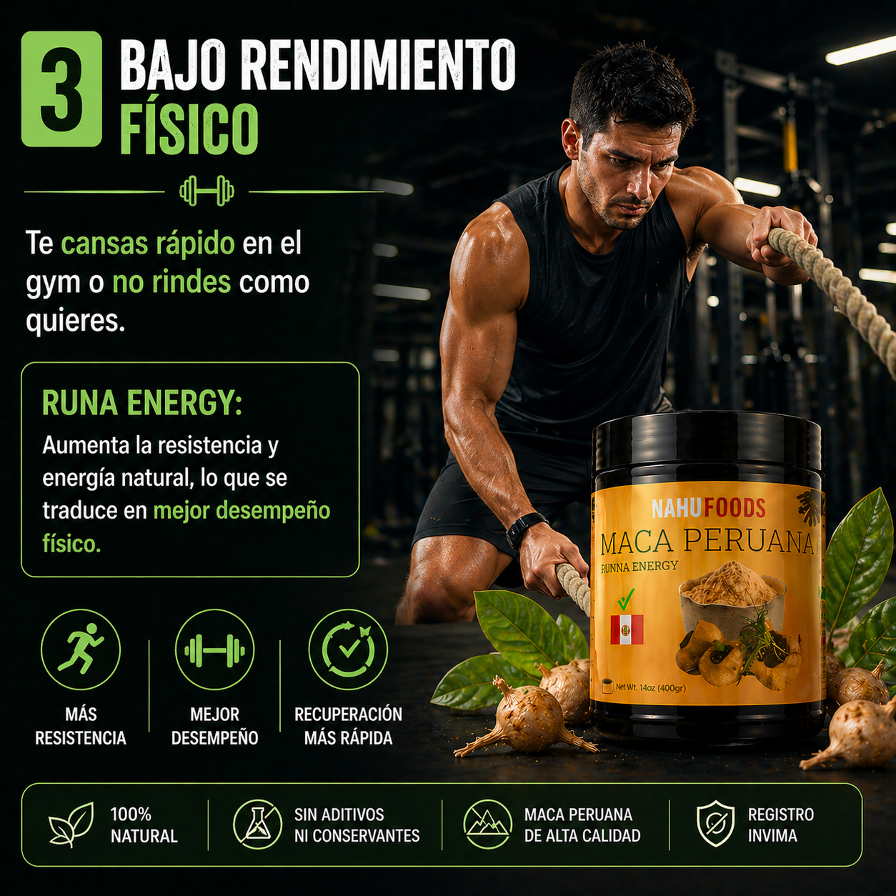 Maca Peruana de Alta Pureza - Vitalidad Esencial Runa Energy