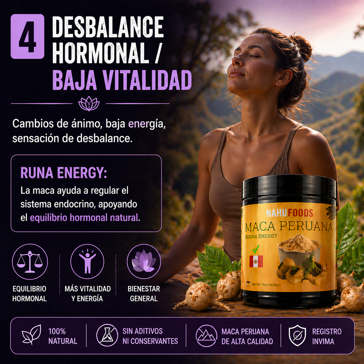 Maca Peruana de Alta Pureza - Vitalidad Esencial Runa Energy