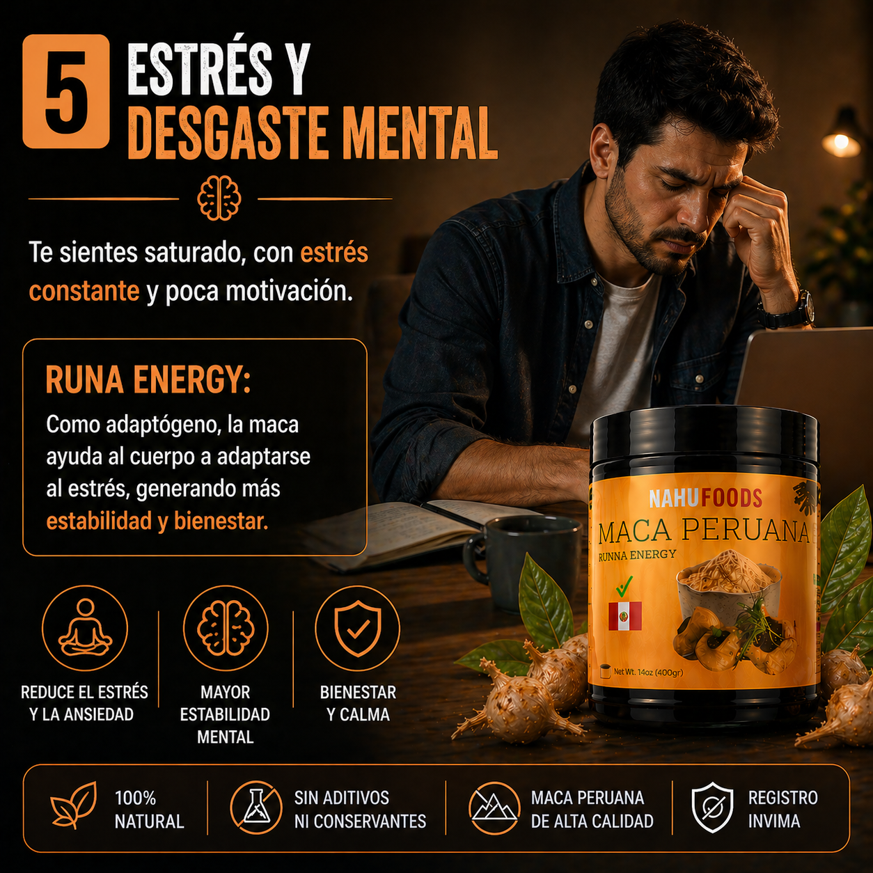 Maca Peruana de Alta Pureza - Vitalidad Esencial Runa Energy