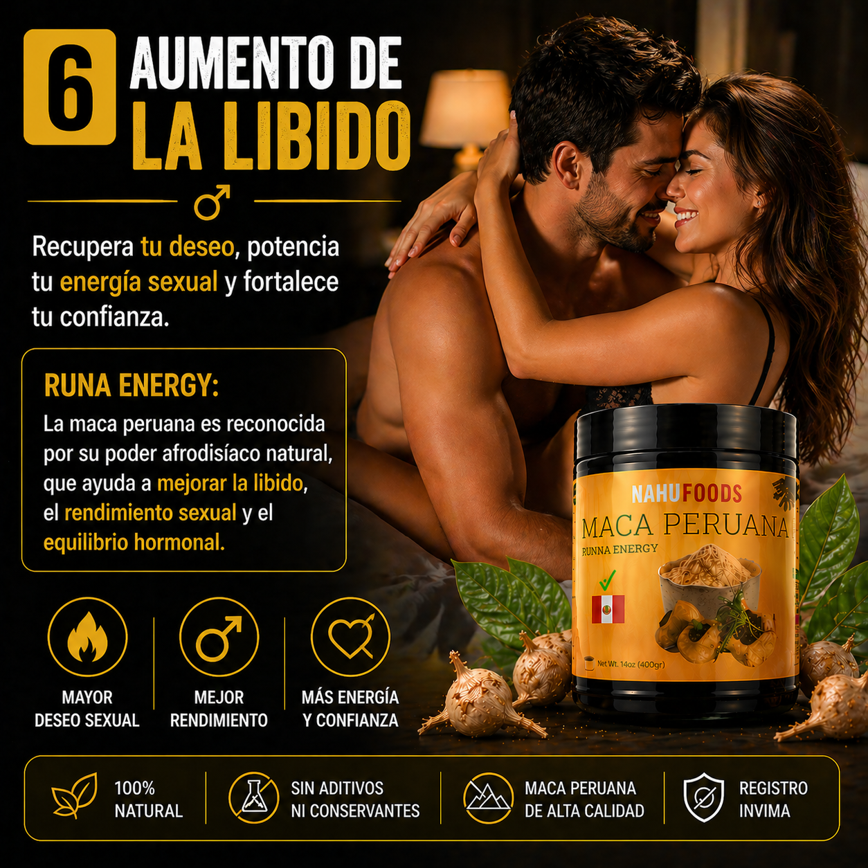 Maca Peruana de Alta Pureza - Vitalidad Esencial Runa Energy